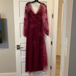 Theia Adora Embroidered Tulle Gown Size 4